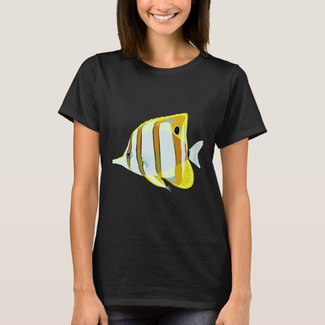 Tropical Coral Marine Butterfly Fish Animal T-Shirt (Front)