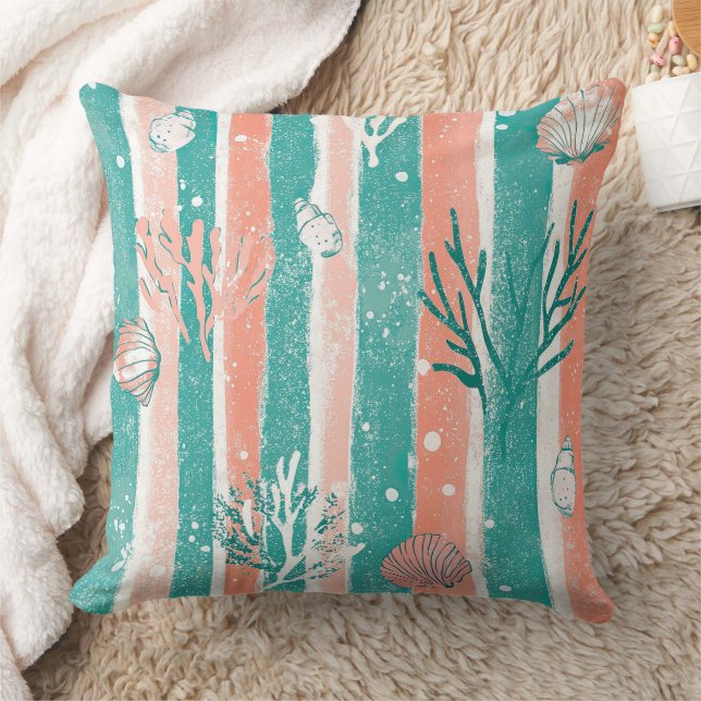 Tropical Coral Ocean Pattern Cushion (Blanket)