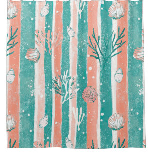 Tropical Coral Ocean Pattern Shower Curtain