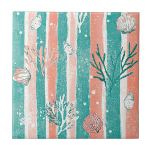 Tropical Coral Ocean Pattern Tile