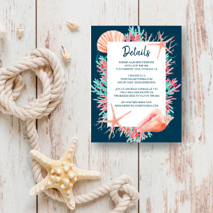 Tropical Coral Reef Beach Wedding Details Enclosure Card