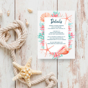 Tropical Coral Reef Beach Wedding Details Enclosure Card