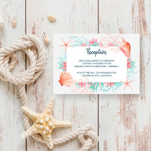 Tropical Coral Reef Beach Wedding Reception Enclosure Card