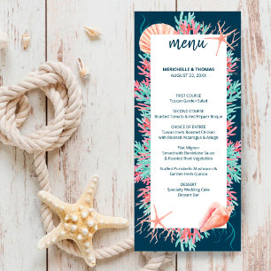 Tropical Coral Reef   Nautical Beach Wedding Menu