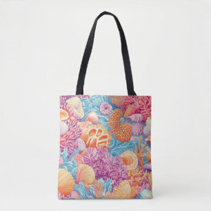Tropical Coral Reef Turquoise Lavender Marine Tote Bag
