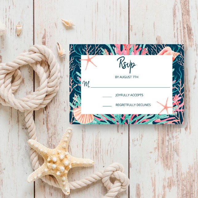 Tropical Coral Reef | Under the Sea Wedding RSVP Card (Creator Uploaded)