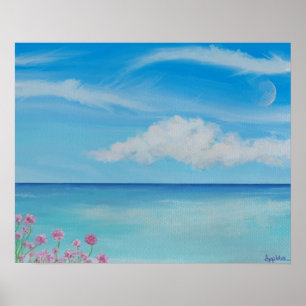 Tropical Cornwall with sea pinks Canvas Print