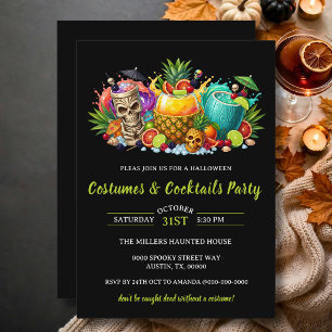 Tropical Costumes & Cocktails Halloween Party Invitation