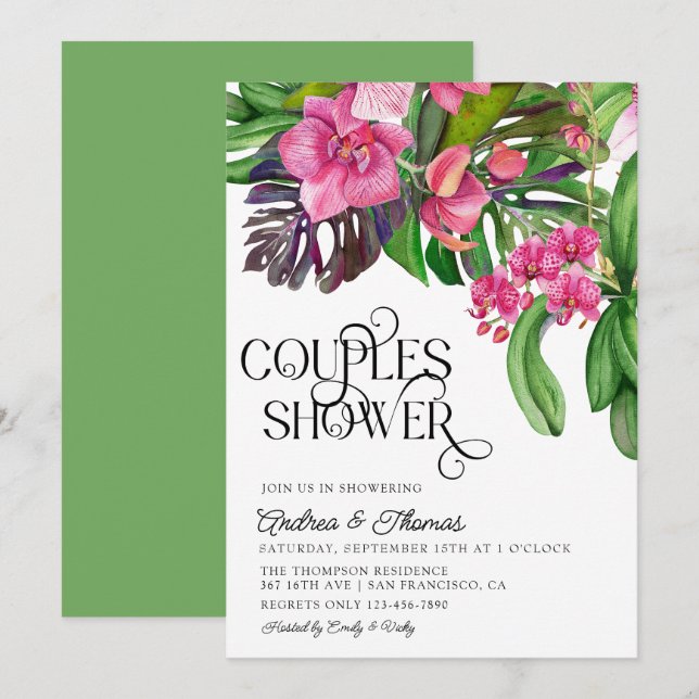 Tropical Couples Shower Invitation (Front/Back)