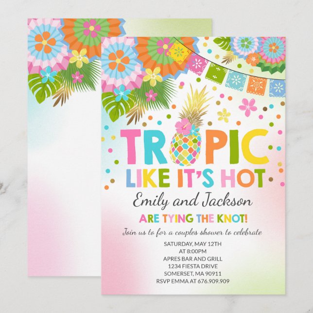 Tropical Couples Shower Invitation Tropical Shower (Front/Back)