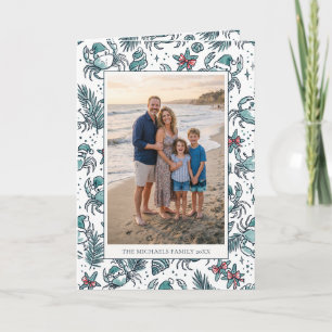 Tropical Crab Santa Family Photo Christmas Holiday Card