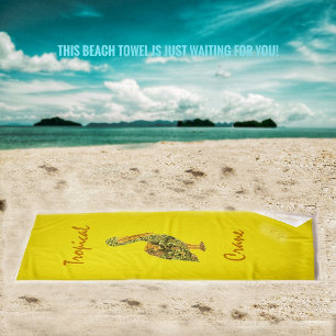 Tropical Crane  Beach Towel