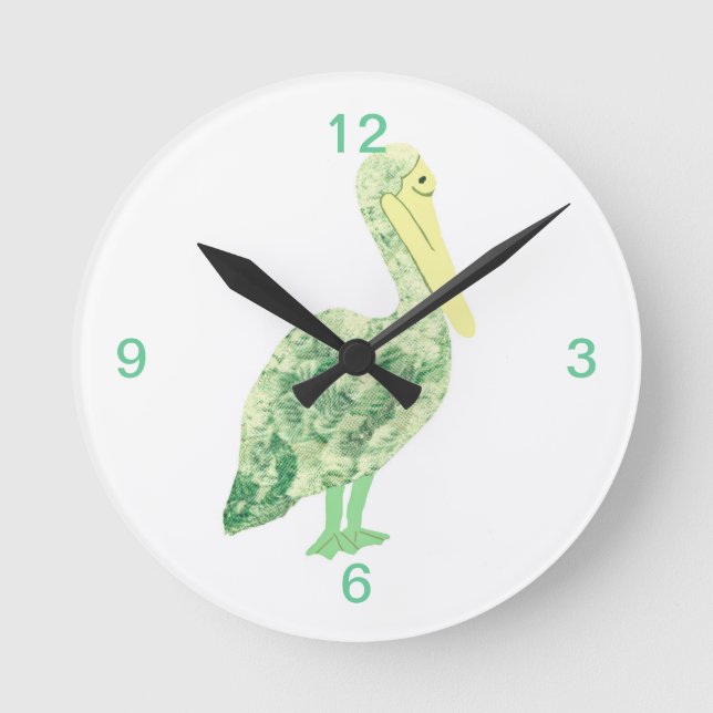 Tropical Crane-Ecru Round Clock (Front)