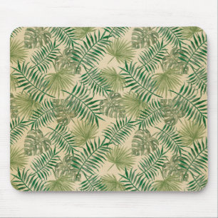 Tropical Cream Green Leaves       Mouse Mat