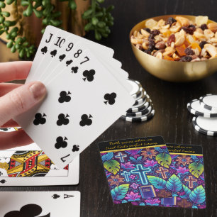 Tropical Crosses and Blooms Art Playing Cards