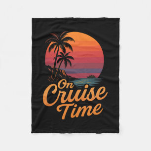 Tropical Cruise On Vacation Time With Palm Tree Su Fleece Blanket