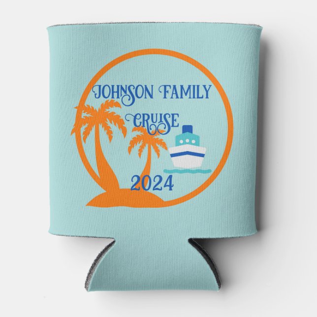 Tropical Cruise Vacation Can Cooler (Front)