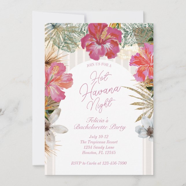 Tropical Cuban Bachelorette Invitation (Front)