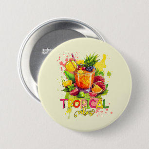 Tropical Cubes - Summer Vibes Watercolor Fruits 7.5 Cm Round Badge