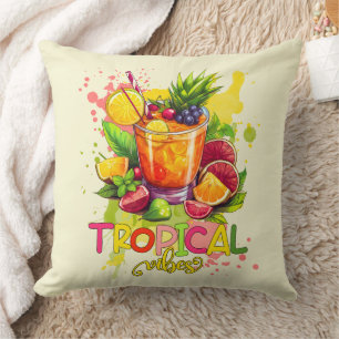 Tropical Cubes - Summer Vibes Watercolor Fruits Cushion