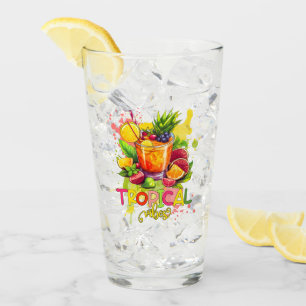 Tropical Cubes - Summer Vibes Watercolor Fruits Glass