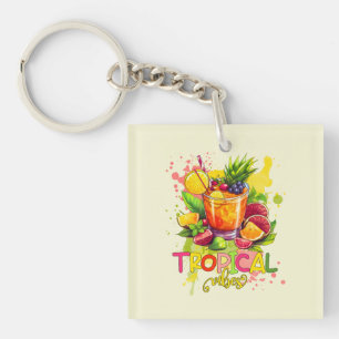 Tropical Cubes - Summer Vibes Watercolor Fruits Key Ring