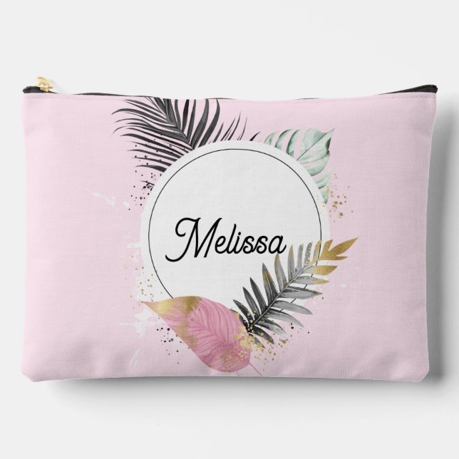 Tropical Custom Name Makeup Bag (Front)