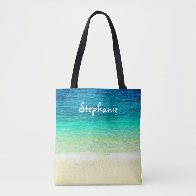 tropical custom personalised tote beach design bag (Front)