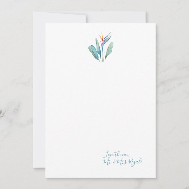 Tropical Custom Wedding Thank You Cards (Front)