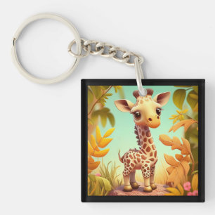 Tropical Cute Baby Giraffe Cartoon-37560 Key Ring