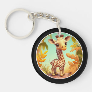Tropical Cute Baby Giraffe Cartoon-37560 Key Ring
