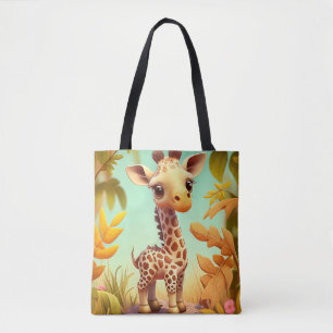 Tropical Cute Baby Giraffe Cartoon-37560 Tote Bag