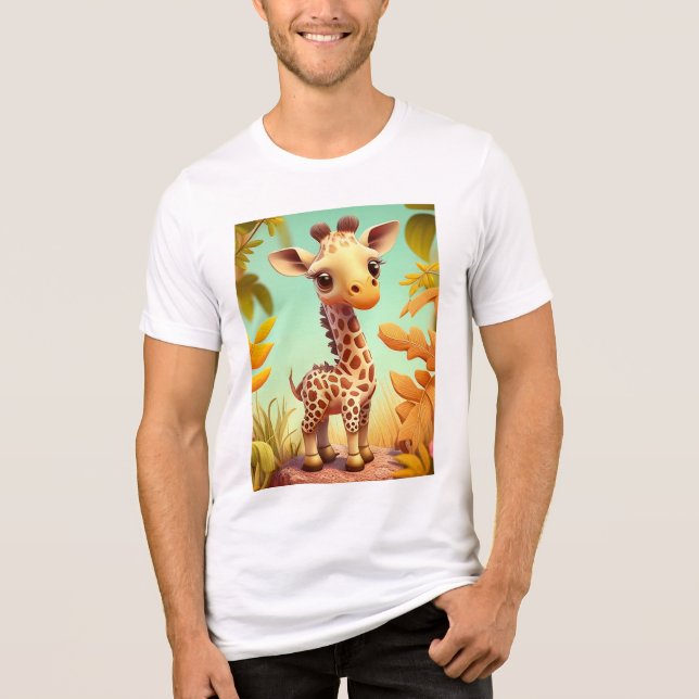 Tropical Cute Baby Giraffe Cartoon-37560 Tri-Blend Shirt (Front)