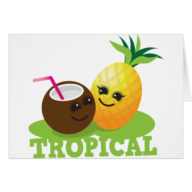 TROPICAL cute Kawaii Coconut and pineapple (Front Horizontal)