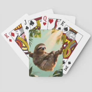 Tropical Cute Sloth Relaxing Jungle Animal Vibes Playing Cards