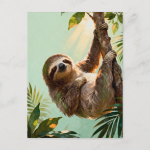 Tropical Cute Sloth Relaxing Jungle Animal Vibes Postcard