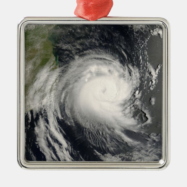 Tropical Cyclone Favio approaching Mozambique Metal Tree Decoration (Front)