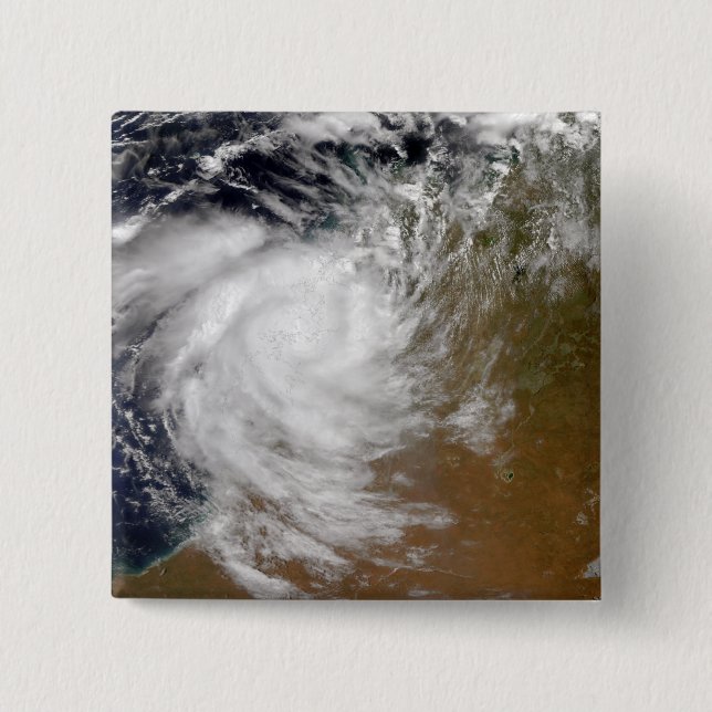 Tropical Cyclone Magda coming ashore in Austral 15 Cm Square Badge (Front)