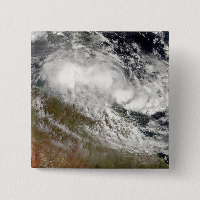 Tropical Cyclone Olga over northeast Australia 15 Cm Square Badge (Front)