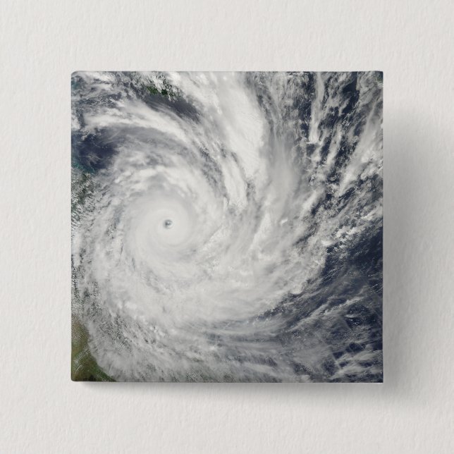Tropical Cyclone Yasi over Australia 15 Cm Square Badge (Front)
