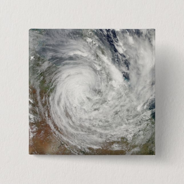Tropical Cyclone Yasi over Australia 2 15 Cm Square Badge (Front)