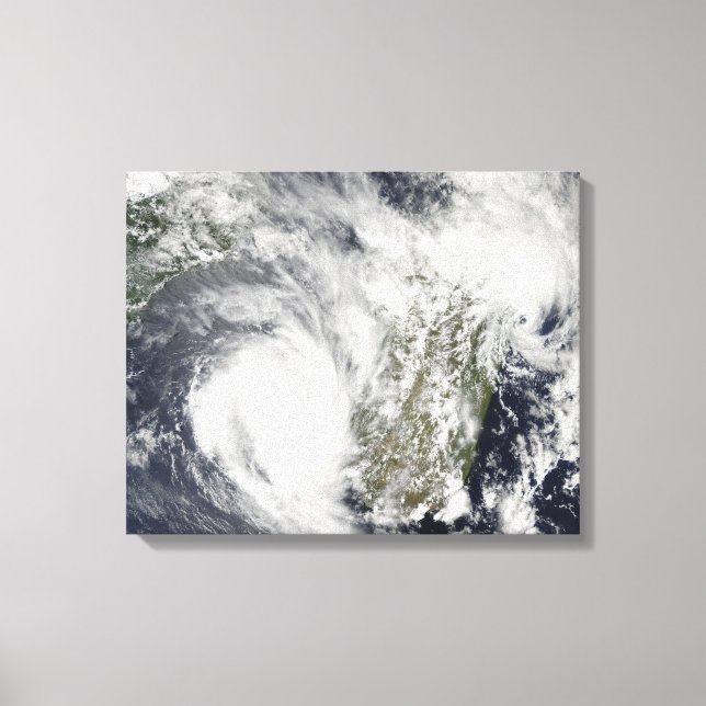 Tropical Cyclones Eric and Fanele 2 Canvas Print (Front)
