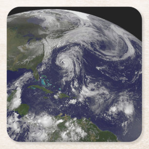 Tropical Cyclones Katia, Lee, Maria And Nate. Square Paper Coaster