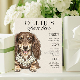 Tropical Dachshund Wedding Bar Menu Pedestal Sign