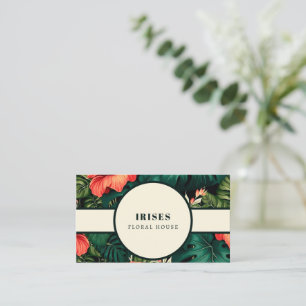 Tropical Dark Green Shop Logo Business Card