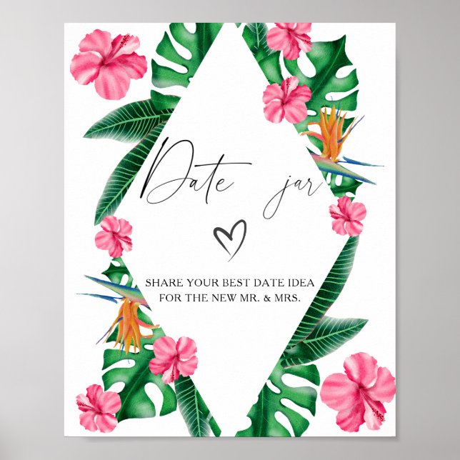 Tropical - date night ideas. Date jar bridal game Poster (Front)