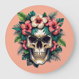 Tropical Decay: Bloom & Bone Large Clock