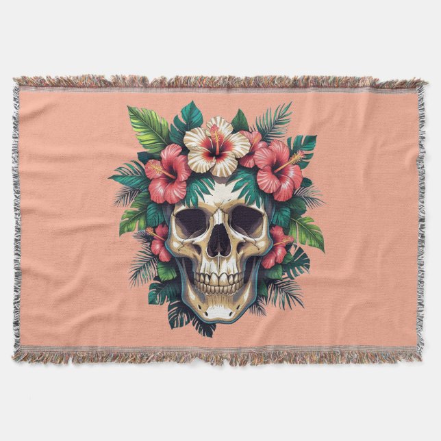 Tropical Decay: Bloom & Bone Throw Blanket (Front)