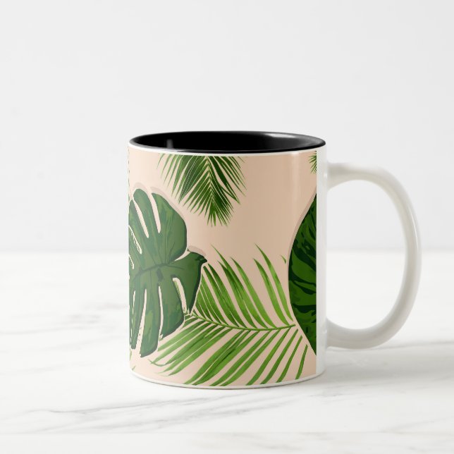 Tropical-decorated Cup. Two-Tone Coffee Mug (Right)