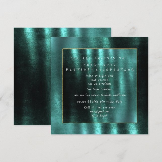 Tropical Deep Emerald Green Velvet Party Invitation (Front/Back)
